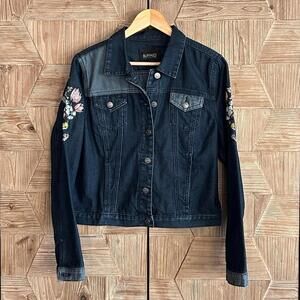 Buffalo David Bitton Womens Denim Jacket Blue Size L Dark Wash Boho Chic